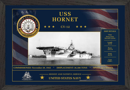 USS Hornet CV-12 Framed Patriotic Art