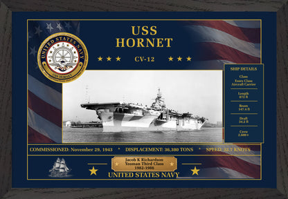 USS Hornet CV-12 Framed Patriotic Art