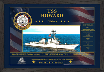 USS Howard DDG-83 Framed Patriotic Art