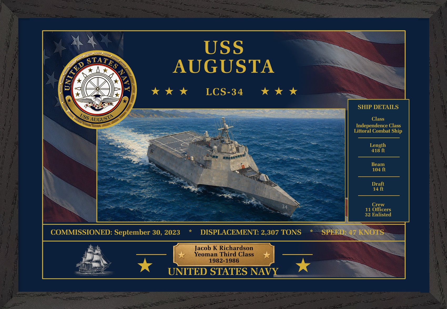 USS Augusta LCS-34 Framed Patriotic Art
