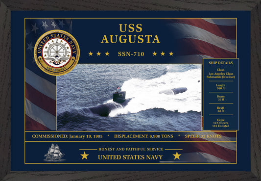 USS Augusta SSN-710 Framed Patriotic Art