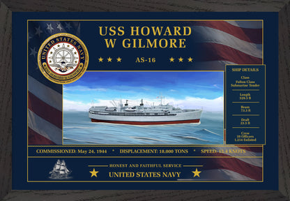 USS Howard W Gilmore AS-16 Framed Patriotic Art