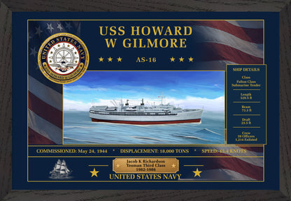 USS Howard W Gilmore AS-16 Framed Patriotic Art