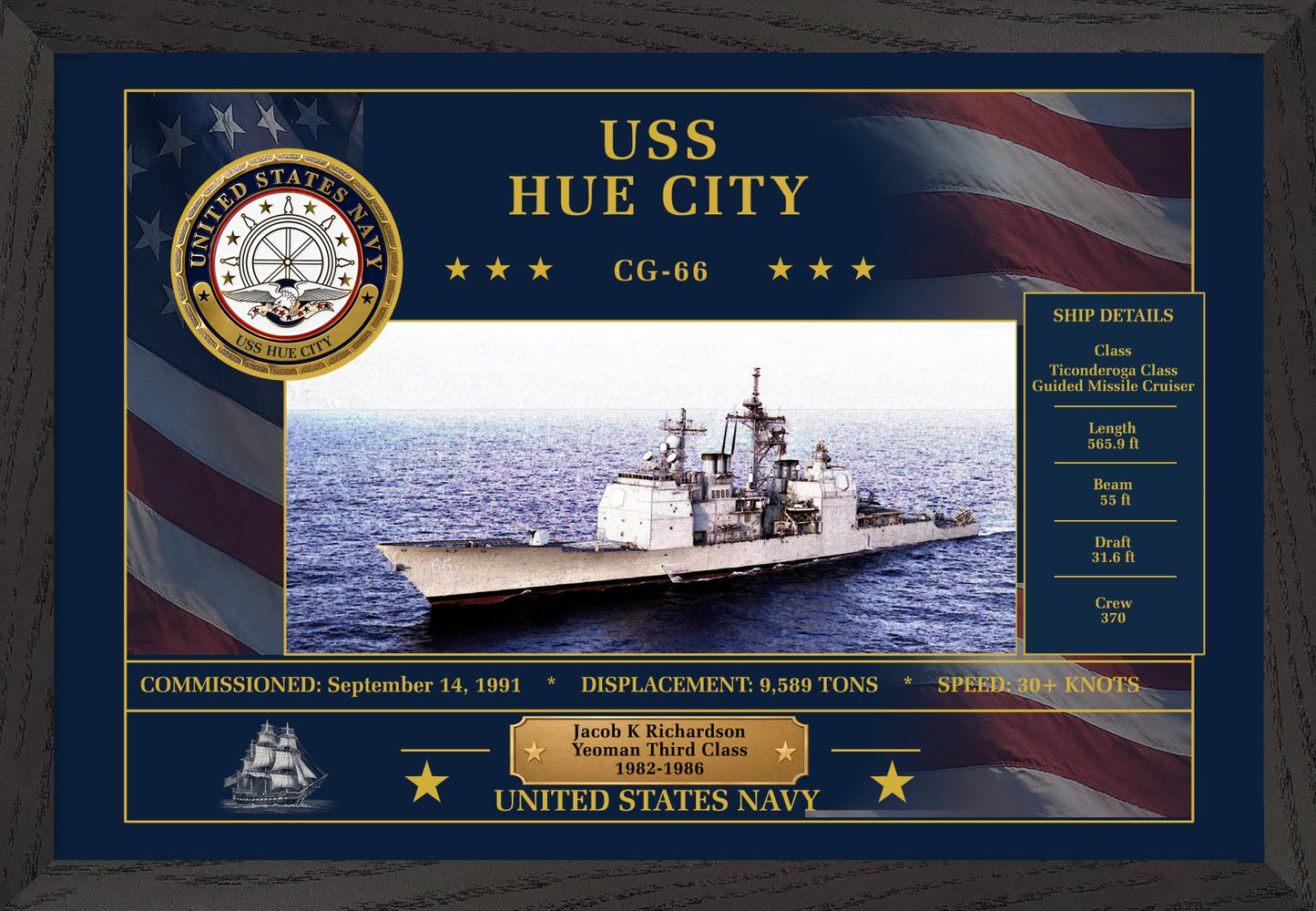 USS Hue City CG-66 Framed Patriotic Art