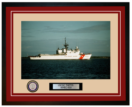 USCGC THETIS WMEC 910 Framed Coast Guard Ship Photo Burgundy 98WMEC910