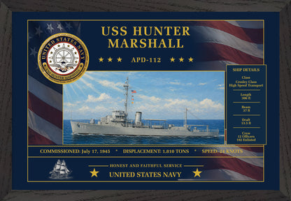 USS Hunter Marshall APD-112 Framed Patriotic Art