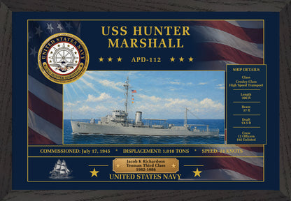 USS Hunter Marshall APD-112 Framed Patriotic Art