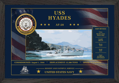 USS Hyades AF-28 Framed Patriotic Art