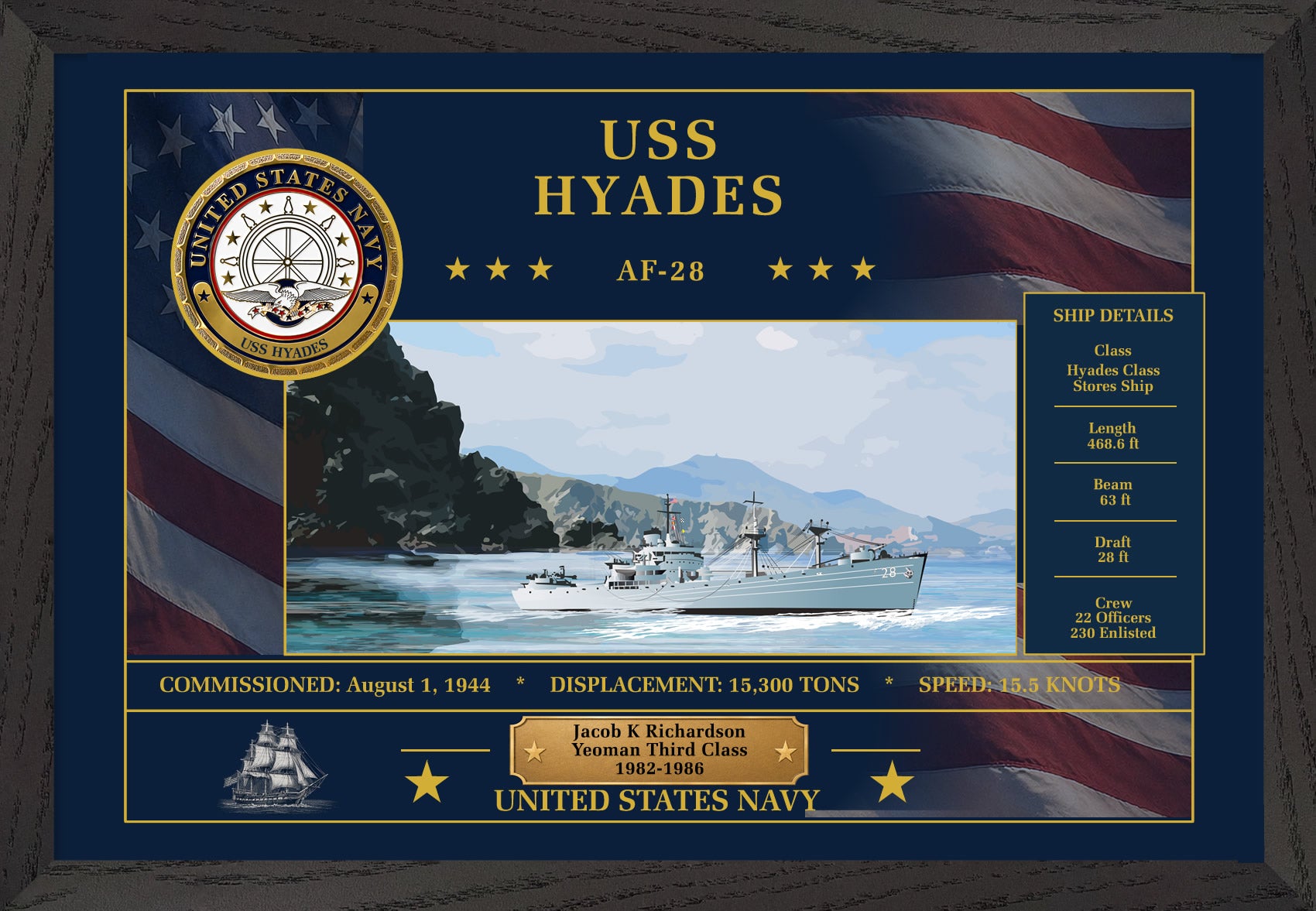 USS Hyades AF-28 Framed Patriotic Art