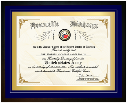 United States Army Honorable Discharge Certificate on Canvas