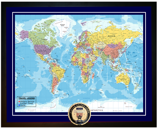 Personalized Army Veteran Push Pin Travel Map