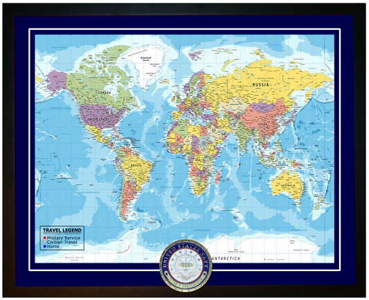Personalized Navy Veteran Push Pin Travel Map