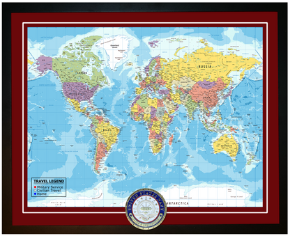 Personalized Navy Veteran Push Pin Travel Map