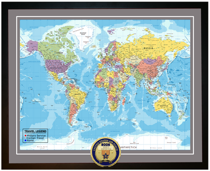 Personalized Air Force (USAF) Veteran Push Pin Travel Map