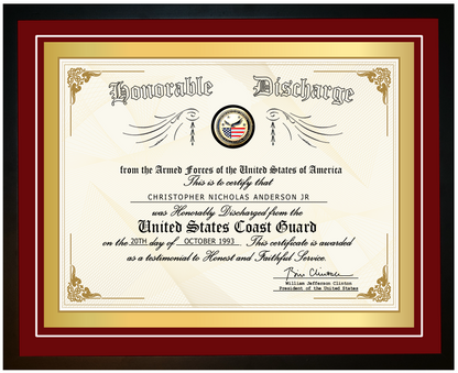 United States Coast Guard (USCG) Honorable Discharge Certificate on Canvas
