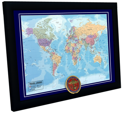 Personalized Coast Guard (USCG) Veteran Push Pin Travel Map