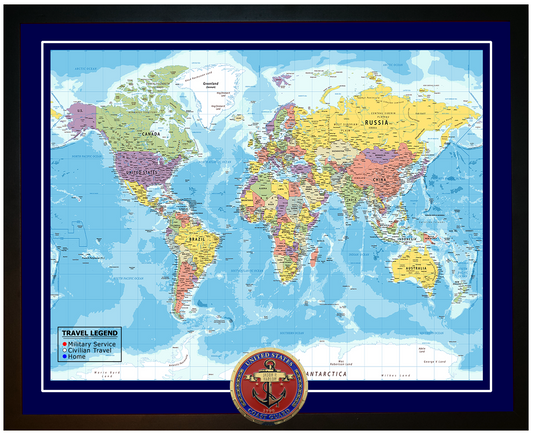 Personalized Coast Guard (USCG) Veteran Push Pin Travel Map