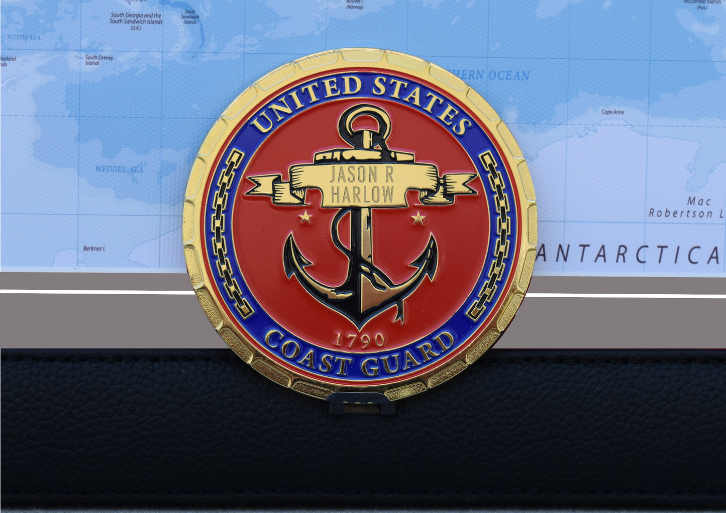 Personalized Coast Guard (USCG) Veteran Push Pin Travel Map
