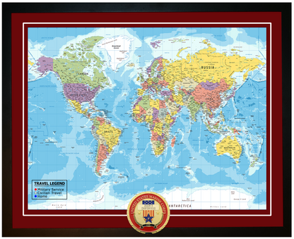 Personalized Marine Corps (USMC) Veteran Push Pin Travel Map