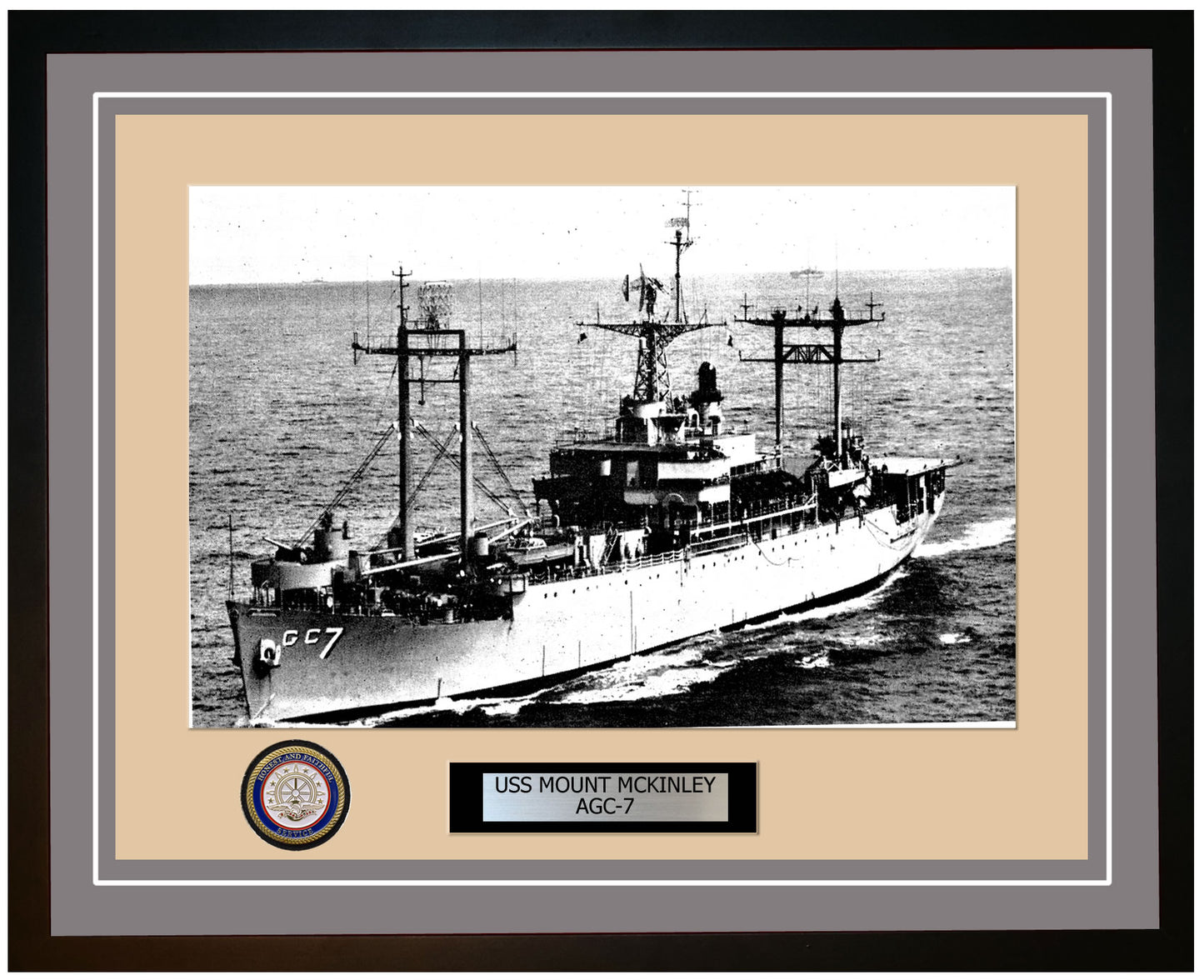 USS Mount McKinley AGC-7 Framed Navy Ship Photo Grey