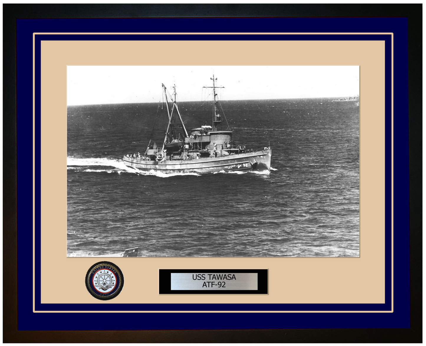 USS TAWASA ATF-92 Framed Navy Ship Photo Blue