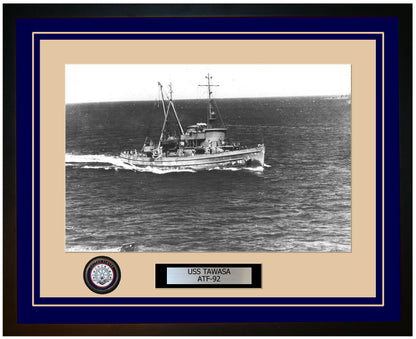 USS TAWASA ATF-92 Framed Navy Ship Photo Blue