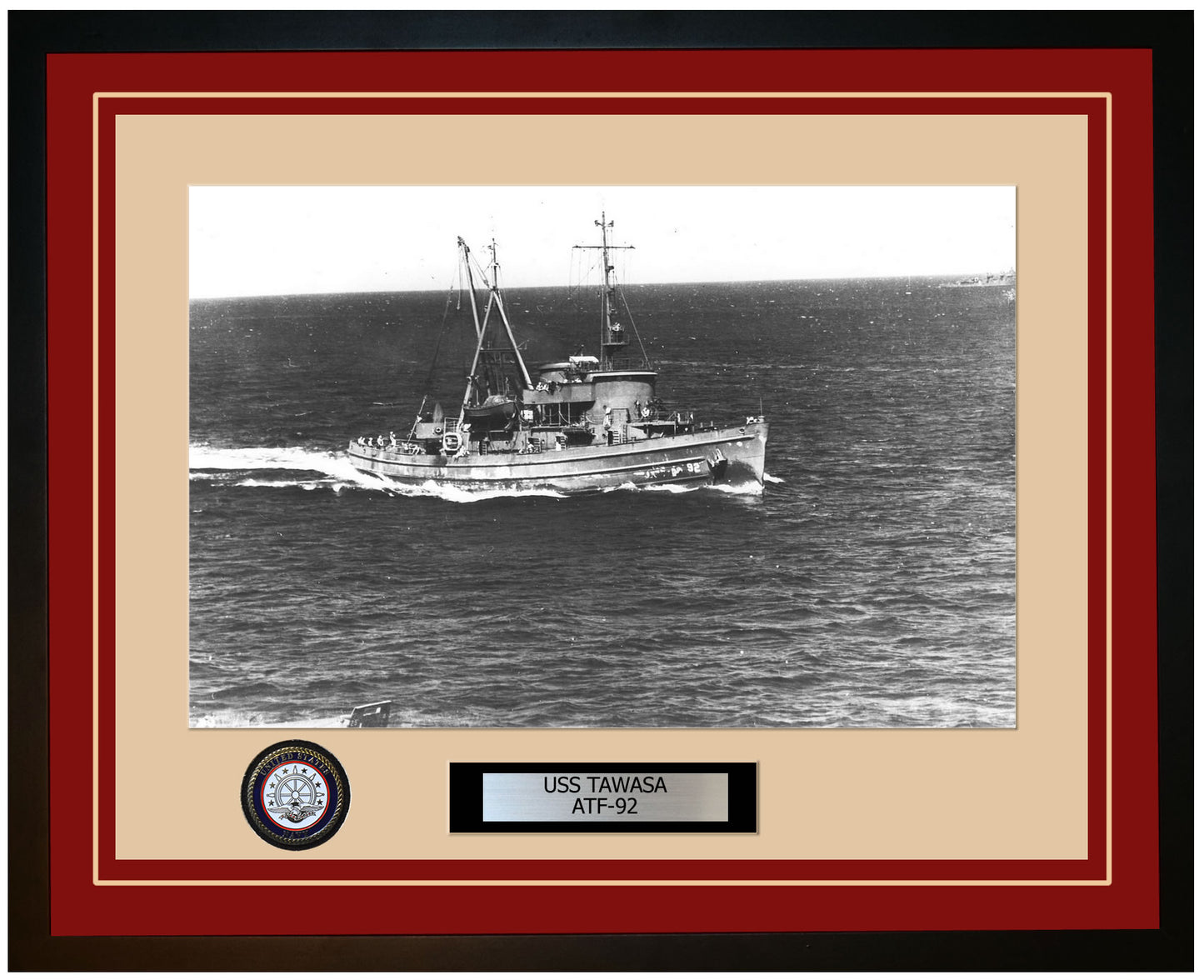 USS TAWASA ATF-92 Framed Navy Ship Photo Burgundy