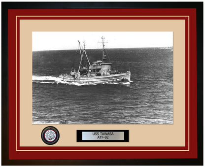 USS TAWASA ATF-92 Framed Navy Ship Photo Burgundy