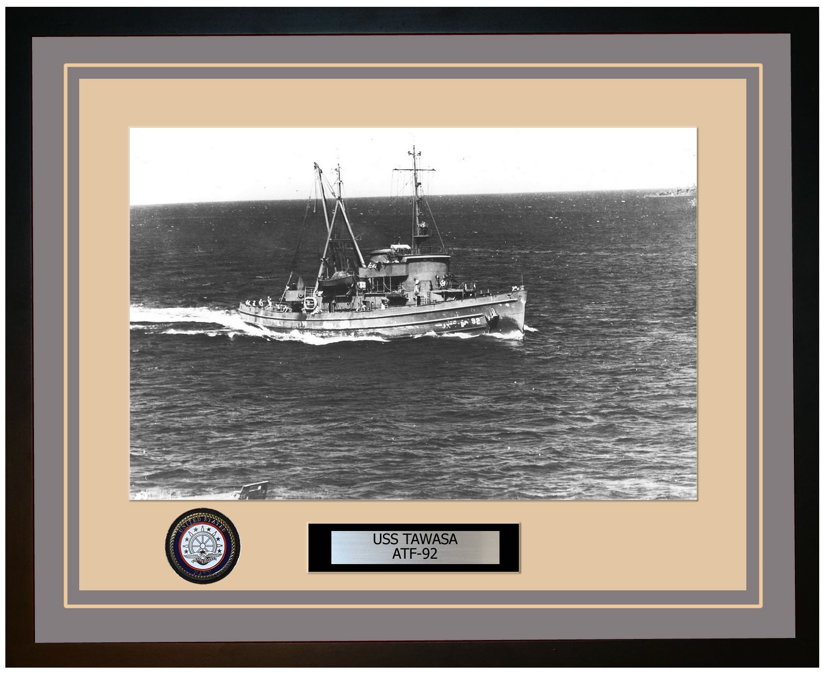 USS TAWASA ATF-92 Framed Navy Ship Photo Grey