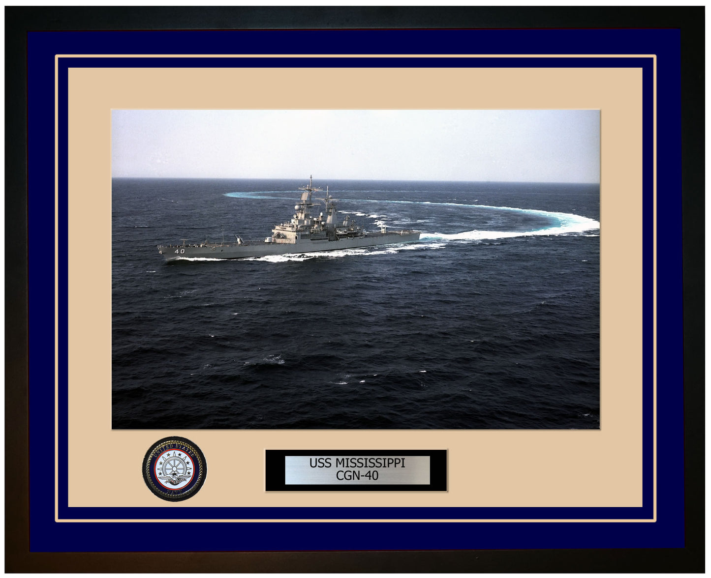 USS MISSISSIPPI CGN-40 Framed Navy Ship Photo Blue