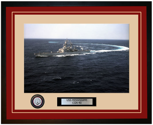 USS MISSISSIPPI CGN-40 Framed Navy Ship Photo Burgundy