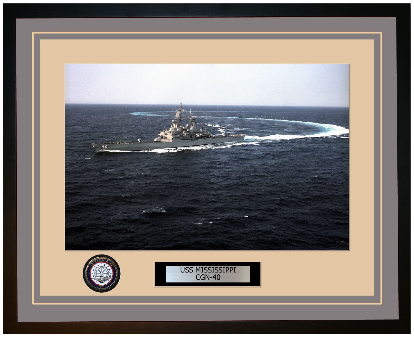 USS MISSISSIPPI CGN-40 Framed Navy Ship Photo Grey