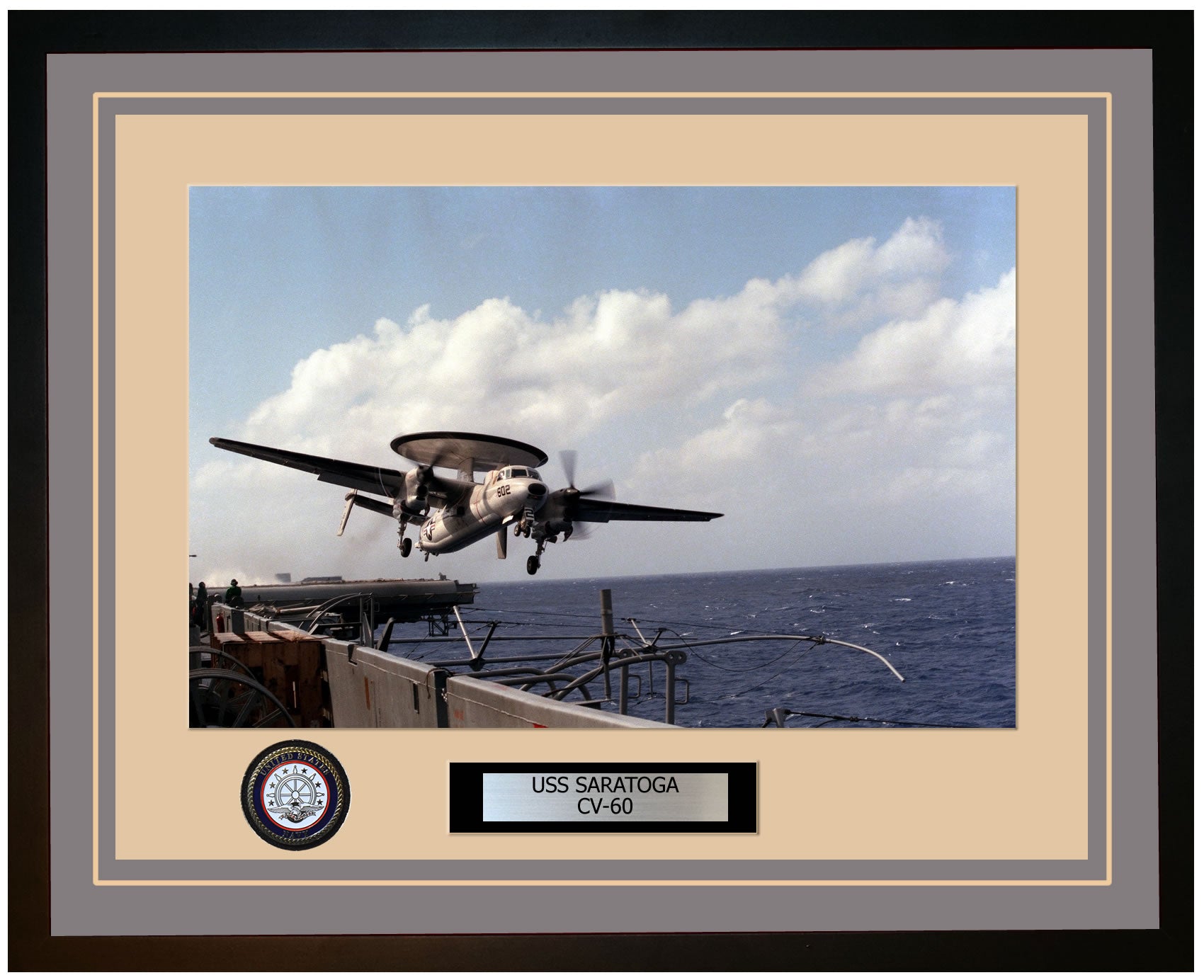 USS SARATOGA CV-60 Framed Navy Ship Photo Grey