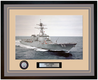 USS LASSEN DDG-82 Framed Navy Ship Photo Grey