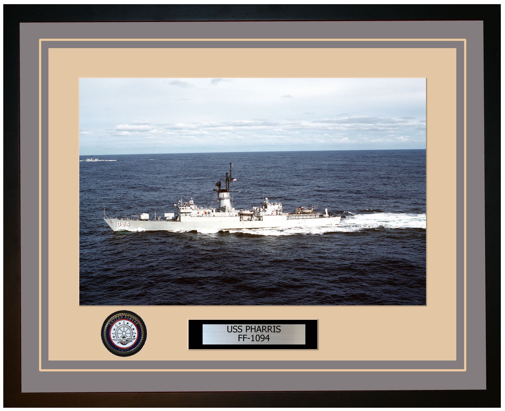 USS PHARRIS FF-1094 Framed Navy Ship Photo Grey