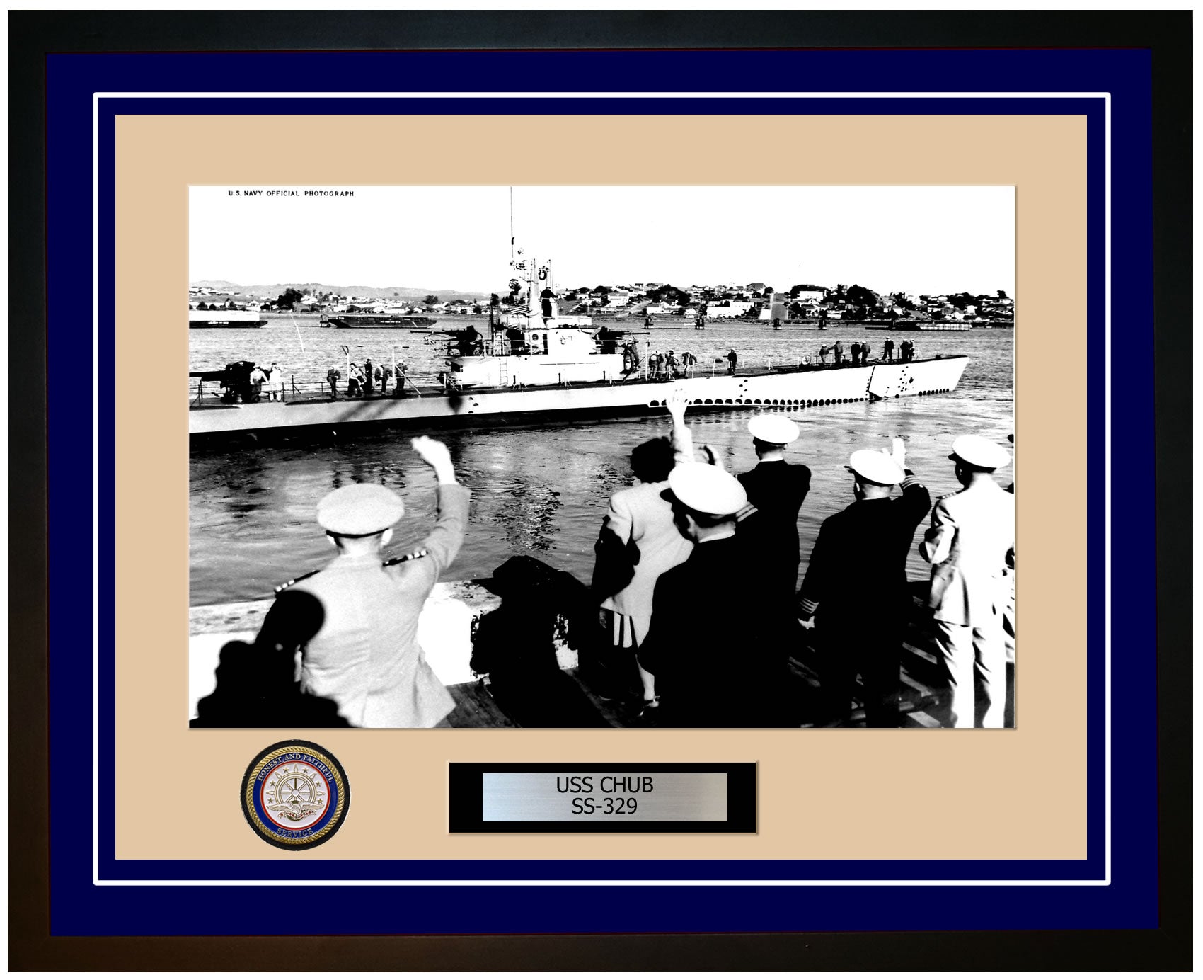 USS Chub SS-329 Framed Navy Ship Photo Blue