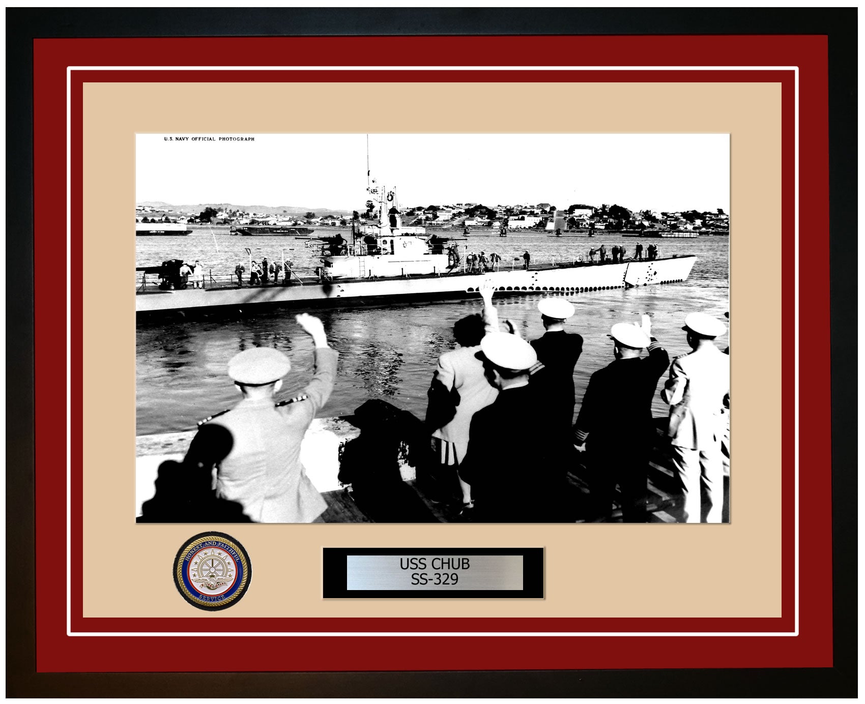 USS Chub SS-329 Framed Navy Ship Photo Burgundy