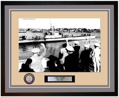 USS Chub SS-329 Framed Navy Ship Photo Grey