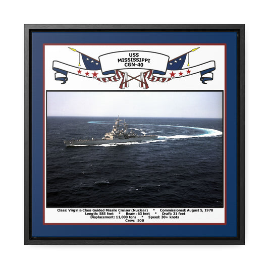 USS Mississippi CGN-40 Navy Floating Frame Photo Front View