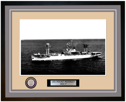 USS Mount McKinley AGC-7 Framed Navy Ship Photo Grey