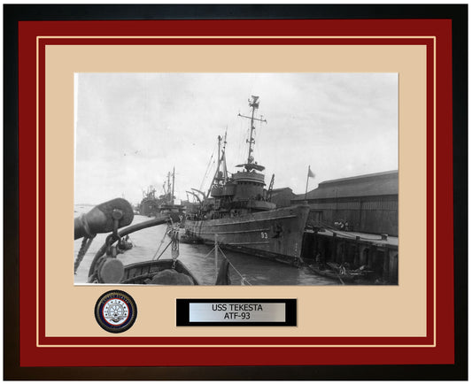 USS TEKESTA ATF-93 Framed Navy Ship Photo Burgundy