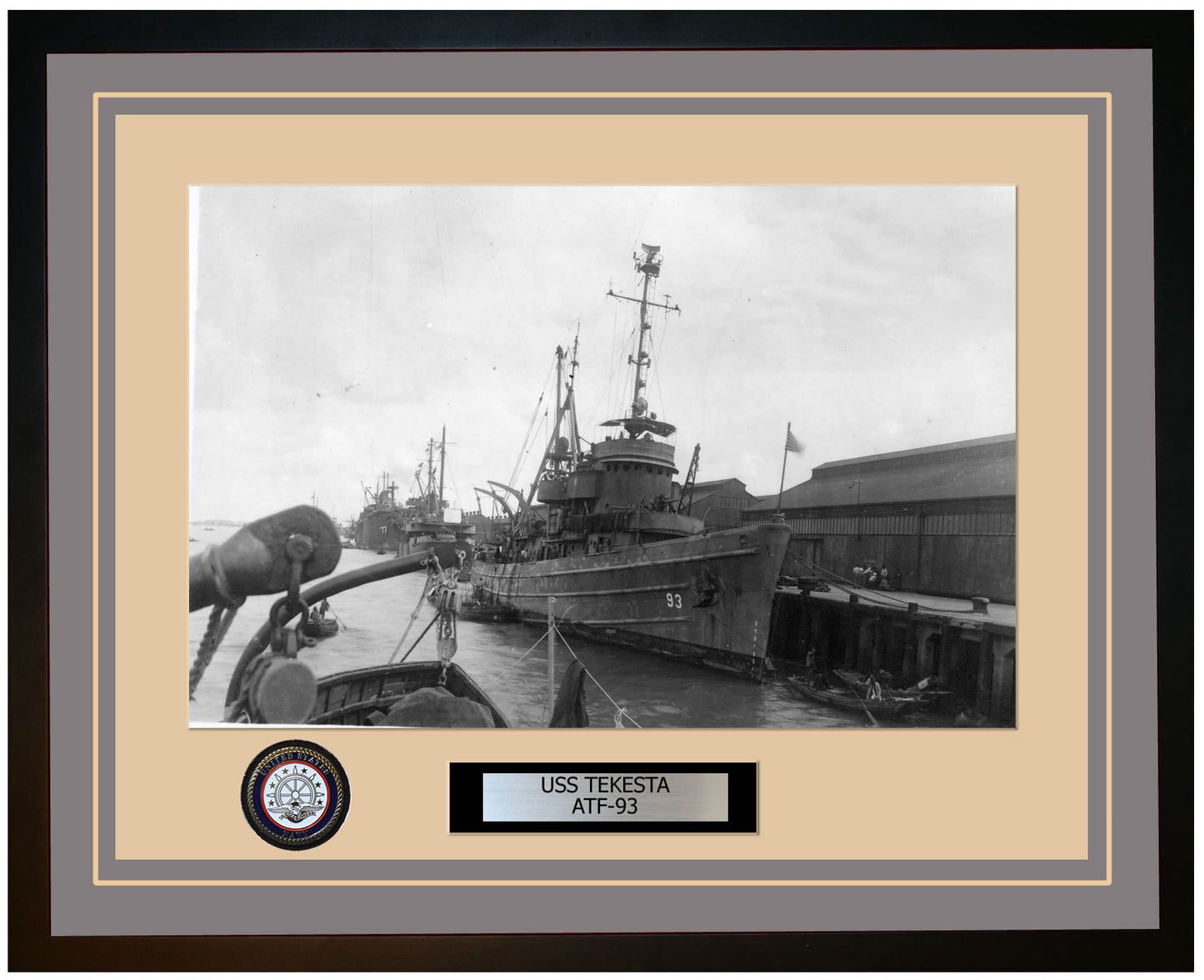 USS TEKESTA ATF-93 Framed Navy Ship Photo Grey