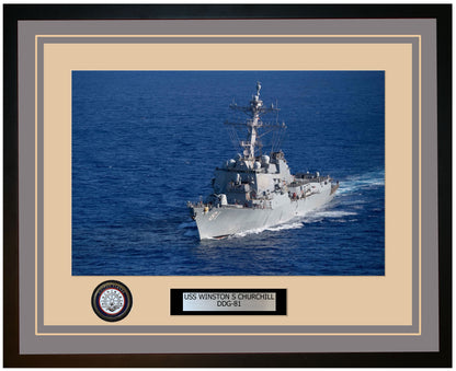 USS WINSTON S CHURCHILL DDG-81 Framed Navy Ship Photo Grey