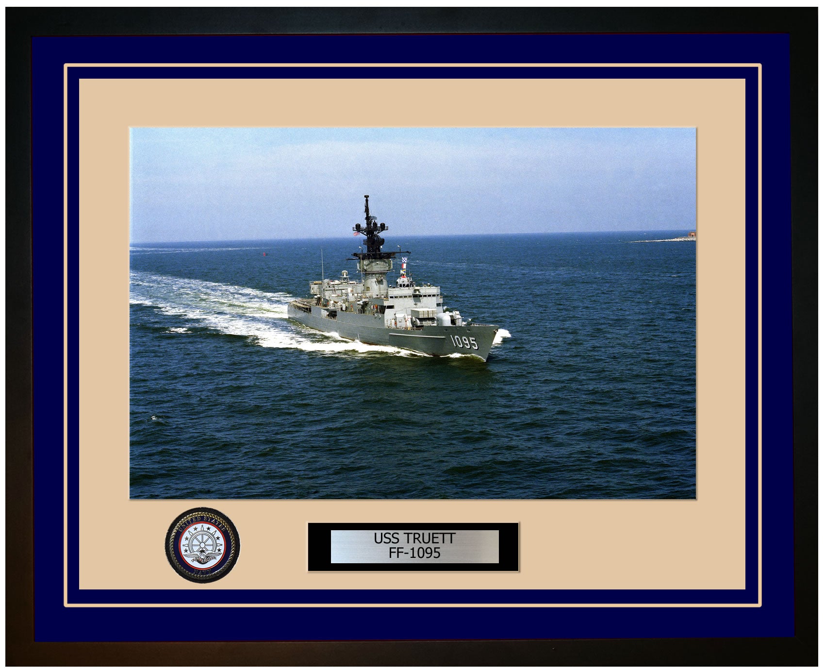 USS TRUETT FF-1095 Framed Navy Ship Photo Blue