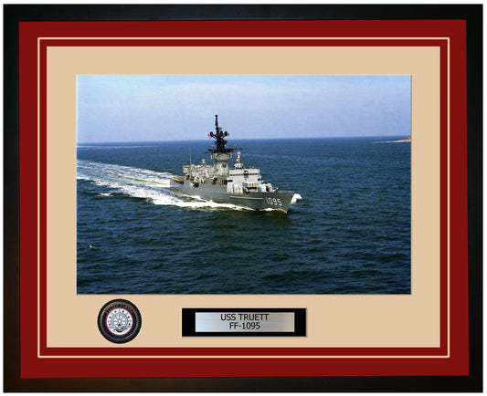 USS TRUETT FF-1095 Framed Navy Ship Photo Burgundy