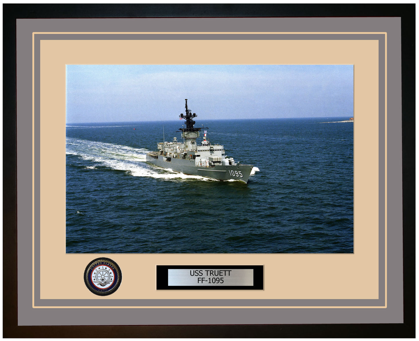 USS TRUETT FF-1095 Framed Navy Ship Photo Grey