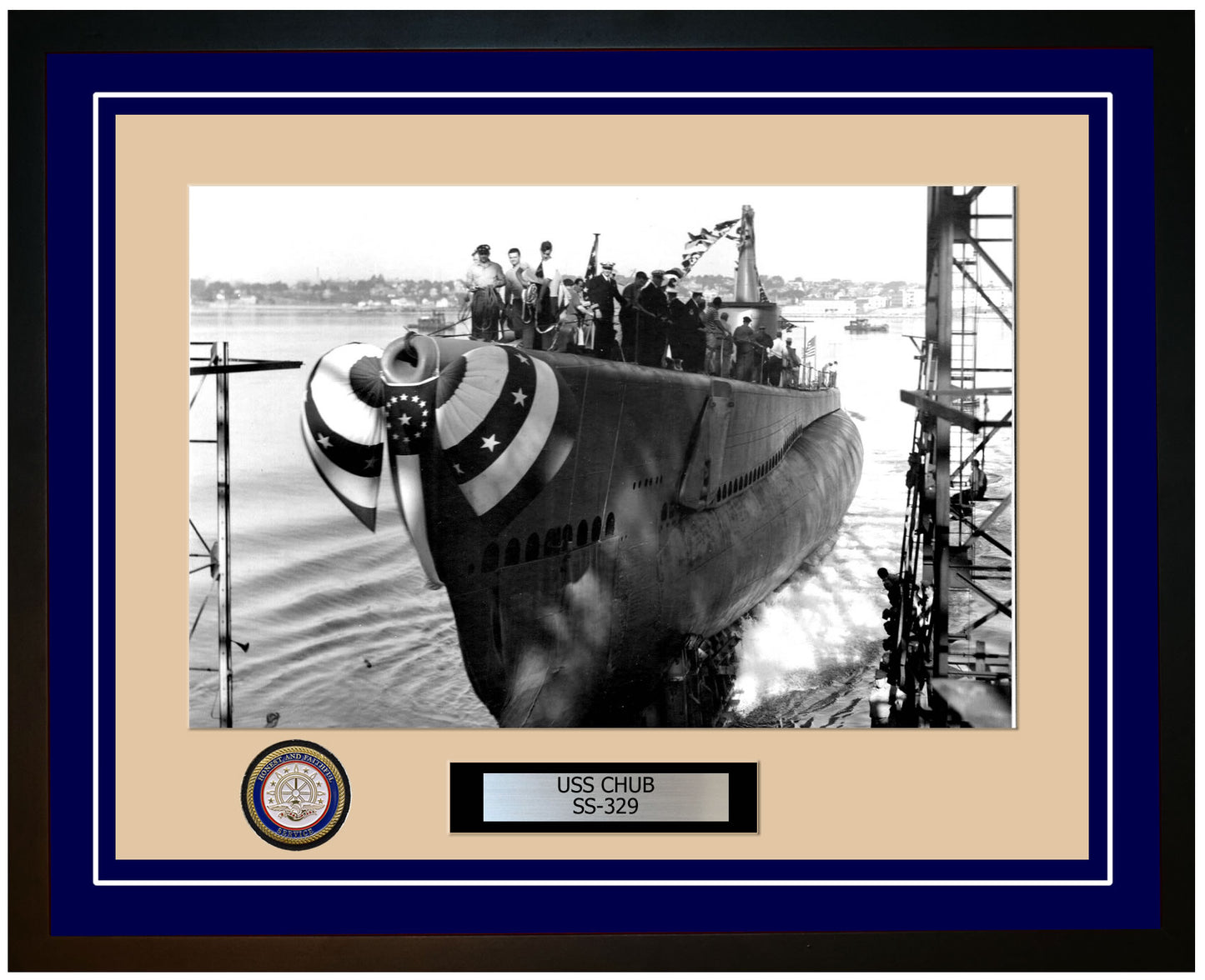 USS Chub SS-329 Framed Navy Ship Photo Blue