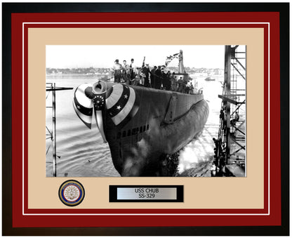 USS Chub SS-329 Framed Navy Ship Photo Burgundy