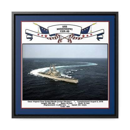 USS Mississippi CGN-40 Navy Floating Frame Photo Front View
