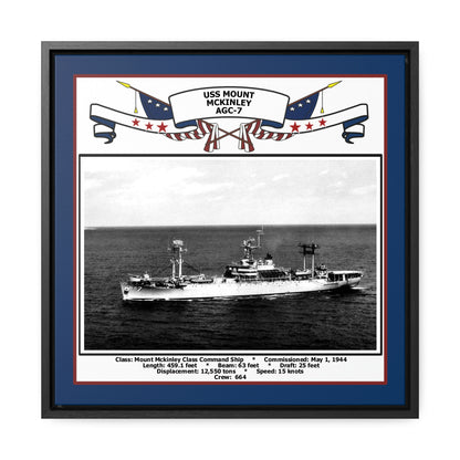 USS Mount Mckinley AGC-7 Navy Floating Frame Photo Front View